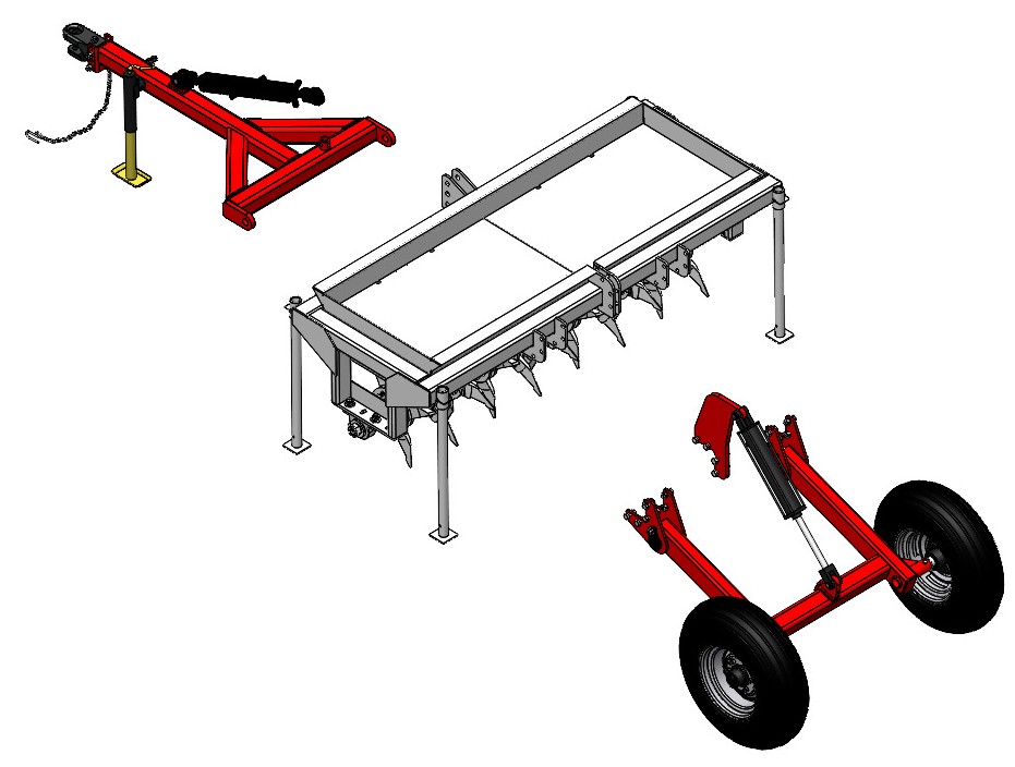 Pull Type Hitch & Rear Wheel Kit for 5' & 7' Aerator Models - Ideal Box Scrapers
